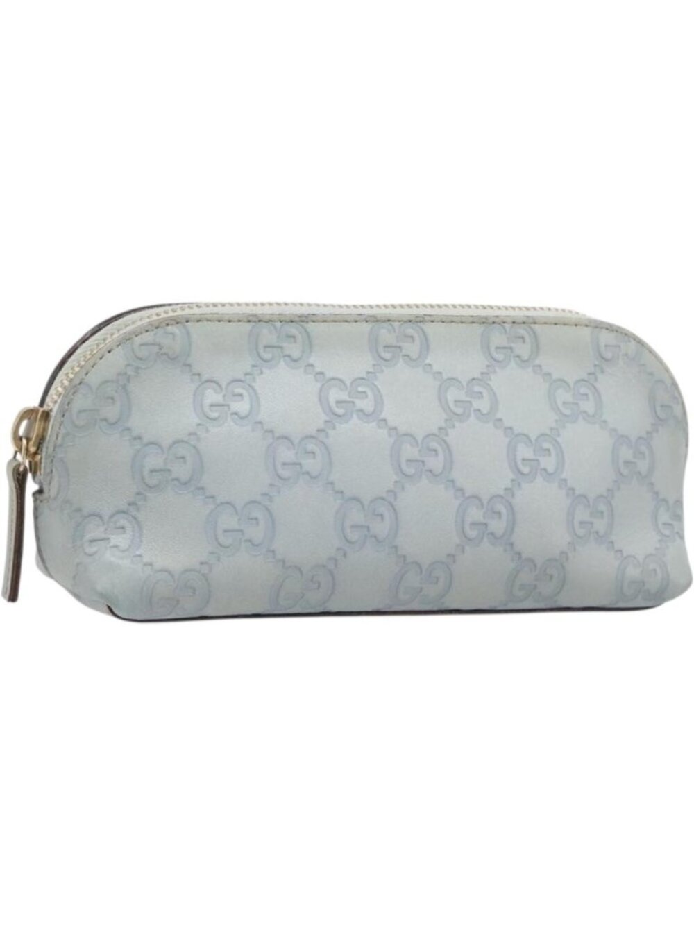 GUCCI GuccissimaGG Pouch Leather Light Blue Gold Tone 141811